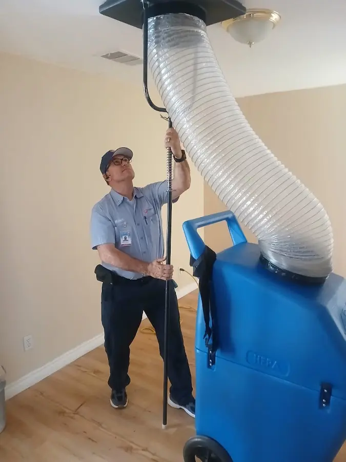 Mini Split Installation technician using HEPA equipment in Anthem